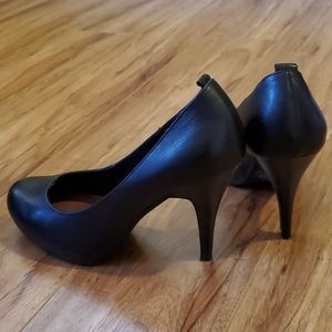Black Leather platform heels